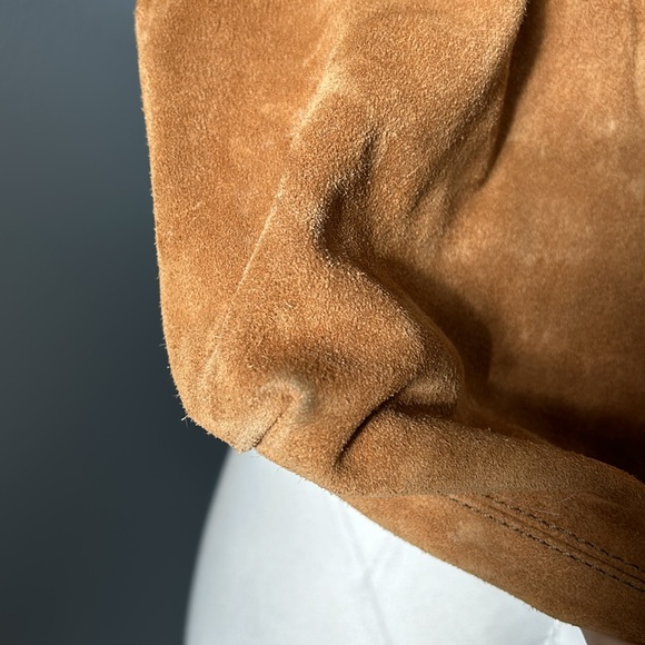 Mark & Graham Leather Suede JPL Khaki Camel Shoulder Bag with Leather Handle - Picture 5 of 16